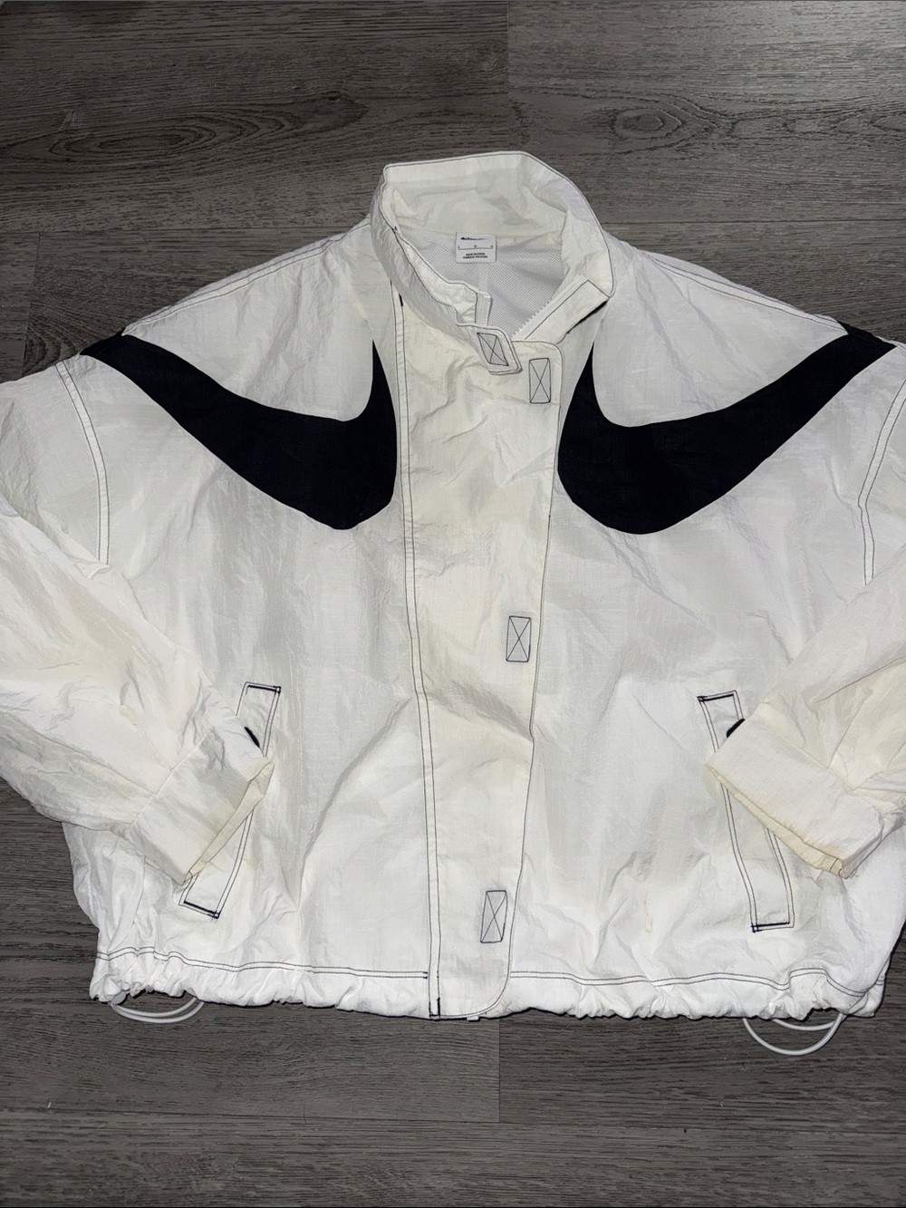 Nike White Bomber Jacket with Black Swoosh Accents